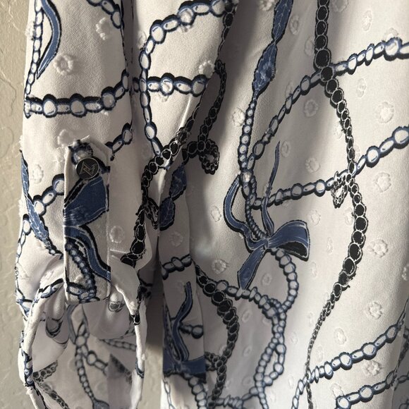 NWT Graphic Dot Blouse w/ Sheer Bow Sleeves – Size L - Picture 2 of 2